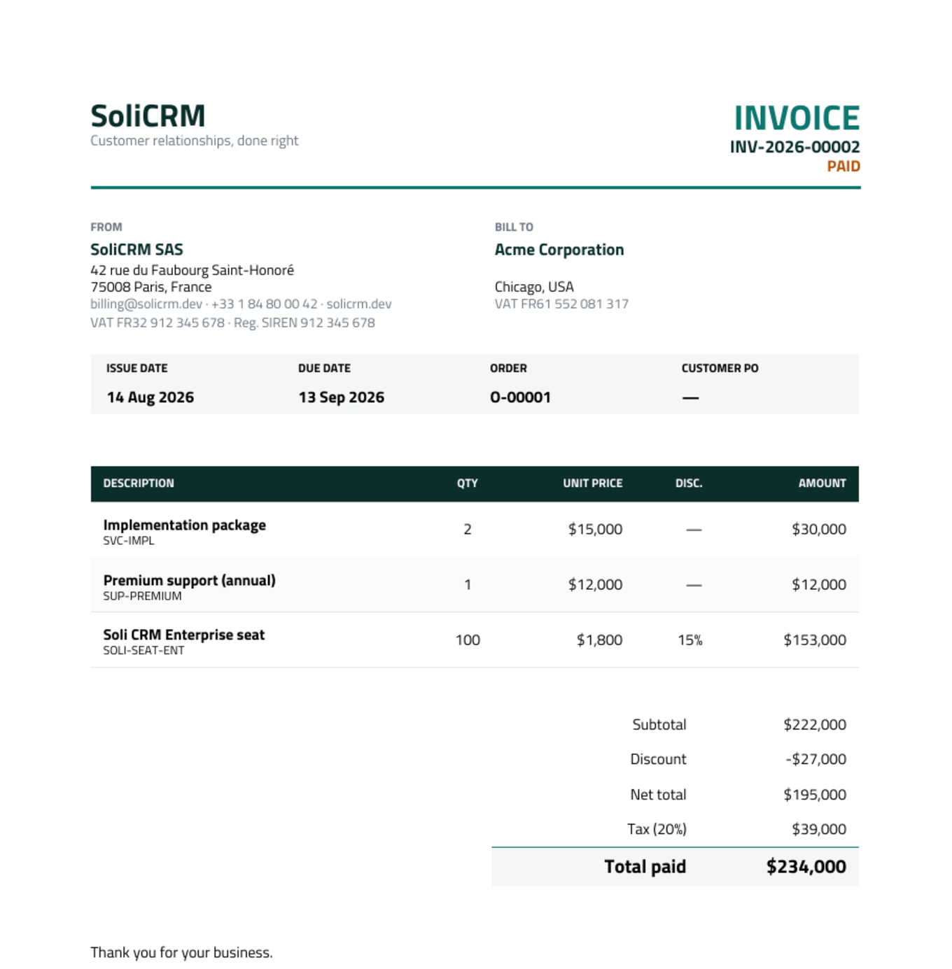 Quotes, orders, invoices and credit notes that look the part